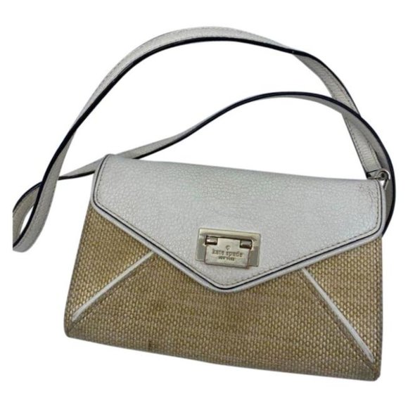 Kate Spade White Tan Fabric Crossbody Bag - Picture 1 of 9